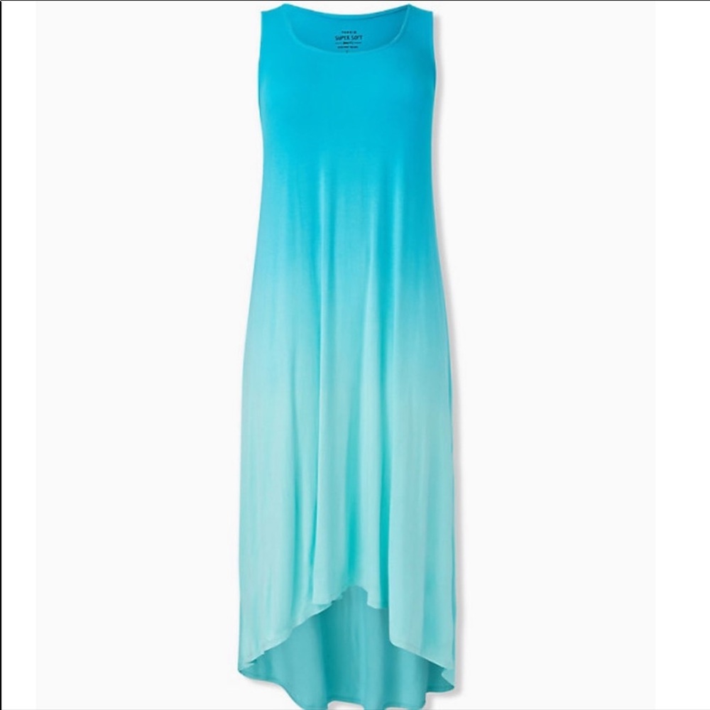 Torrid super soft mint blue dip dye hi lo dress